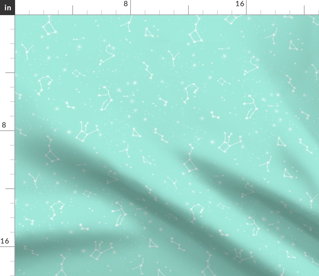 constellations // stars bright mint kids nursery baby pastel girls cute stars fabric print