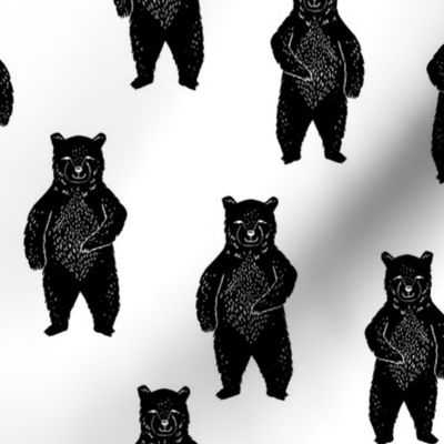 bear // standing forest bear black and white kids baby nursery crib sheet quilt 