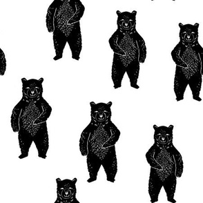 bear // standing forest bear black and white kids baby nursery crib sheet quilt 