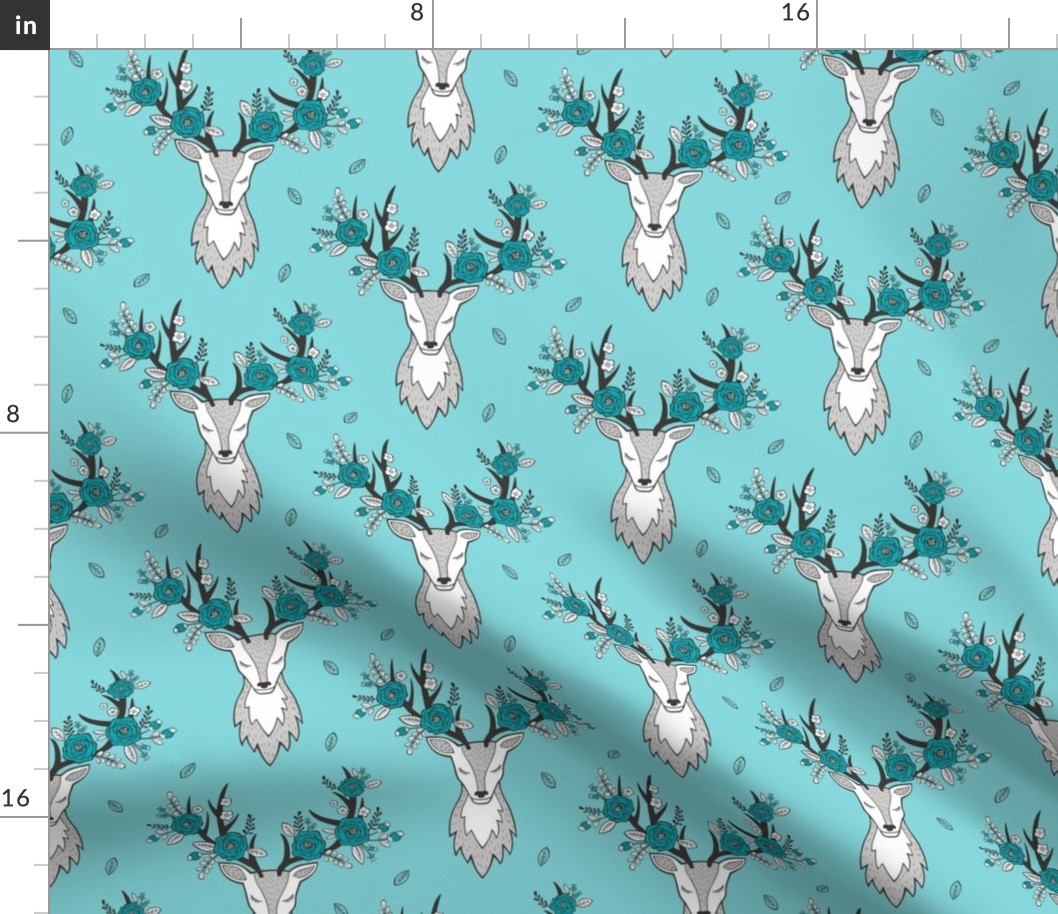 Deer Head in Aqua Blue