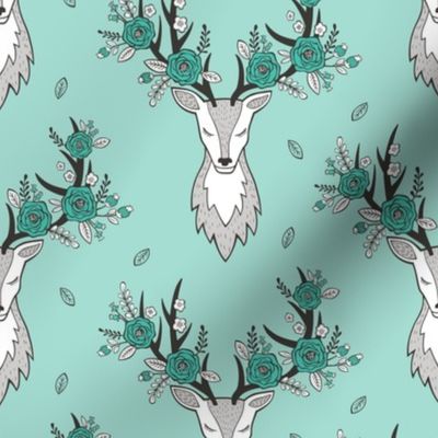 Deer Head in Mint Green