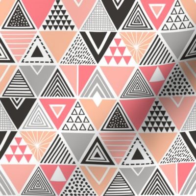 Geometric Triangles Peach Black&White 