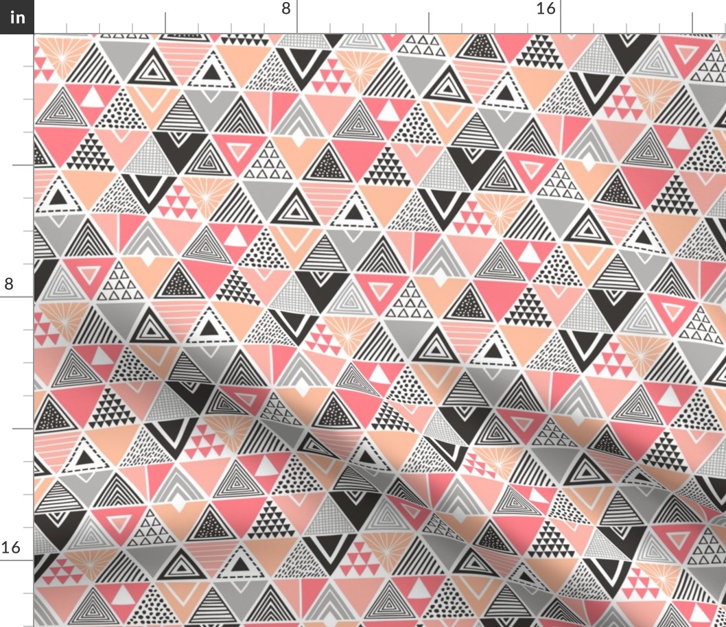 Geometric Triangles Peach Black&White 