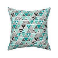 Geometric Triangles Mint Green Black&White 