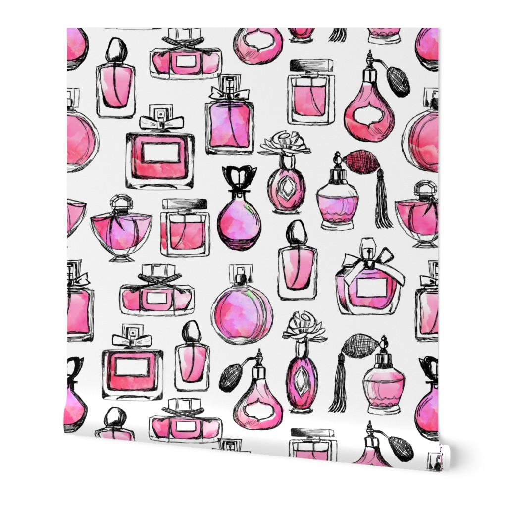 perfume // watercolor pink love beauty fashion print for girls and valentines