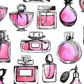 perfume // watercolor pink love beauty fashion print for girls and valentines