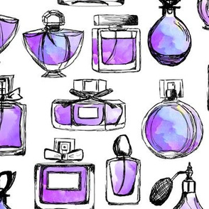 perfume // watercolor purple vintage perfume bottles makeup beauty girls sweet fashion illustration