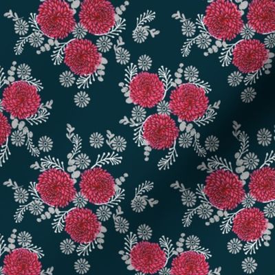 Chrysanthemum // florals flower  Love Valentines Day Red Girly flowers vintage elegant illustration pattern
