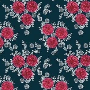 Chrysanthemum // florals flower  Love Valentines Day Red Girly flowers vintage elegant illustration pattern