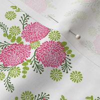 chrysanthemums // pink and green flowers floral repeating print for decor and garden projects