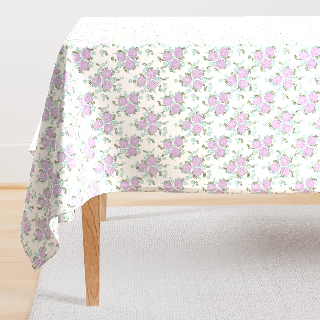 chrysanthemum // lilac and mint pastel florals flower print for little girls