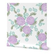 chrysanthemum // lilac and mint pastel florals flower print for little girls