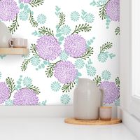 chrysanthemum // lilac and mint pastel florals flower print for little girls