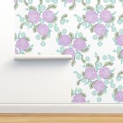 chrysanthemum // lilac and mint pastel florals flower print for little girls