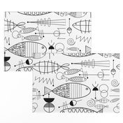 Mid-Century Modern Fish Black and White