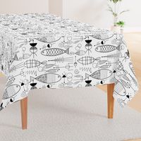 Mid-Century Modern Fish Black and White