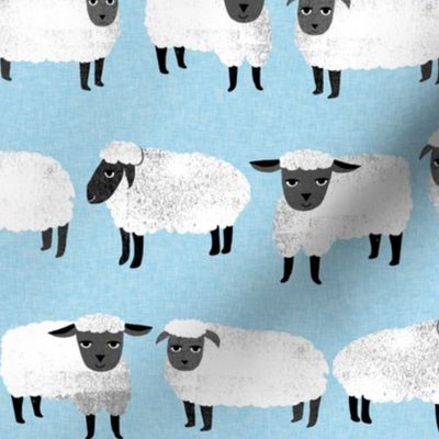 sheep // farm animal pastel blue kids knitting 