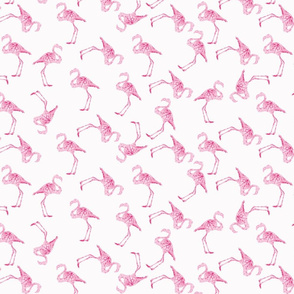 Watercolor Flamingo Pattern on White