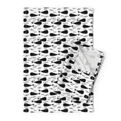 whales // black and white kids whale summer ocean animal cool kids print