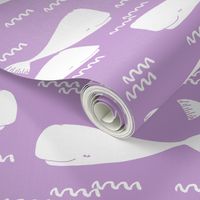 whales // purple lilac lavender ocean print water waves animal kids nursery print