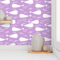 whales // purple lilac lavender ocean print water waves animal kids nursery print