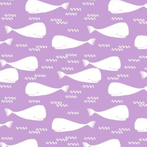 whales // purple lilac lavender ocean print water waves animal kids nursery print