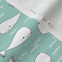 whales // ocean summer mint kids nursery baby print ocean water wave