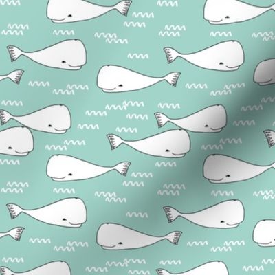 whales // ocean summer mint kids nursery baby print ocean water wave