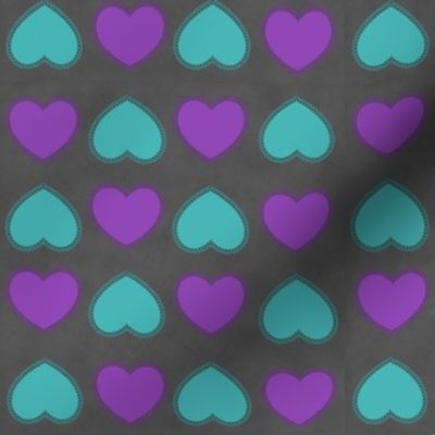 teal & purple hearts