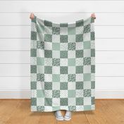 woodland cheater quilt // mint and white cute patchwork squares foxes nursery bear woodland arrows