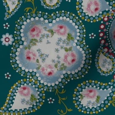 paisley_roses/ teal