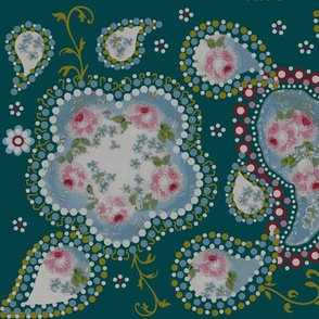 paisley_roses/ teal