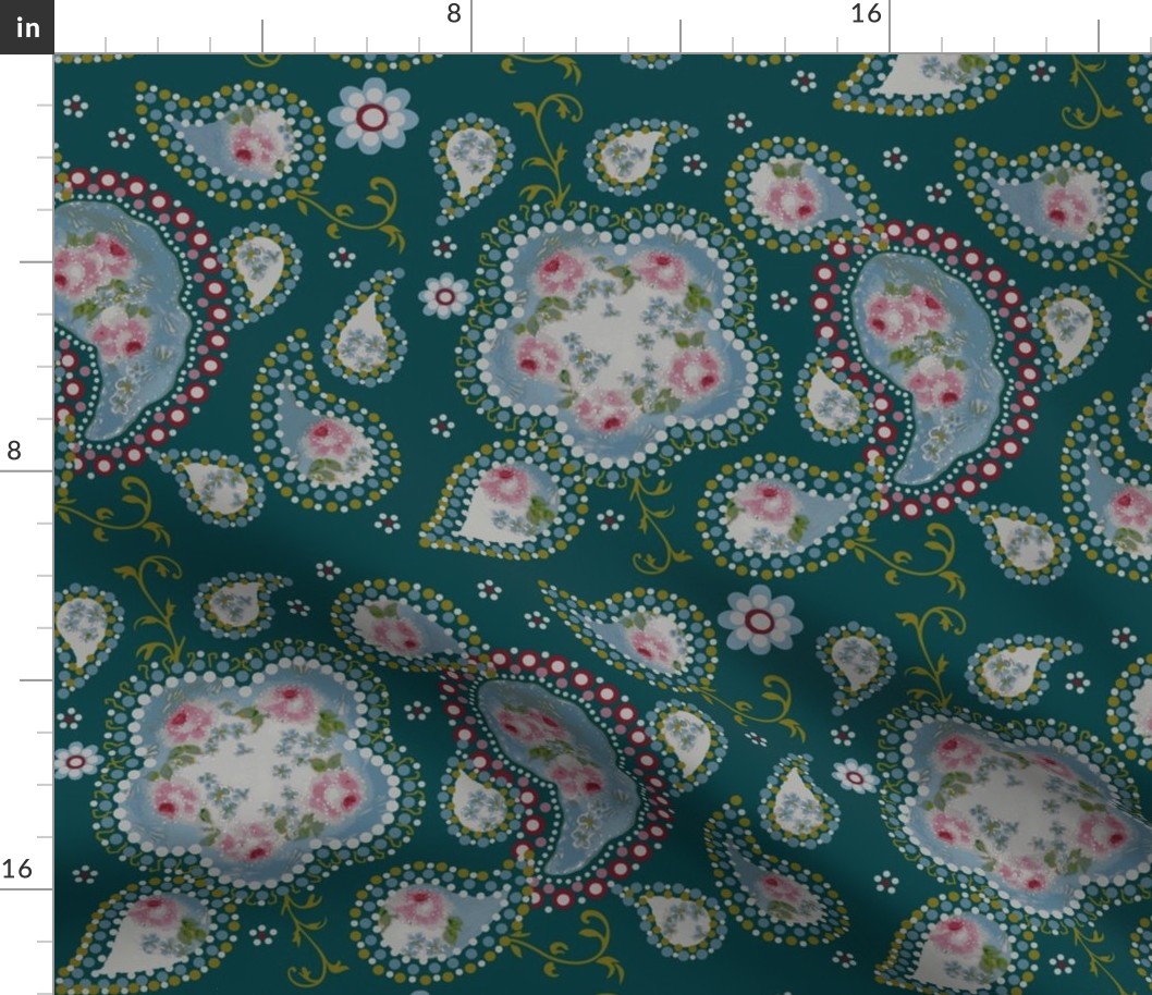 paisley_roses/ teal