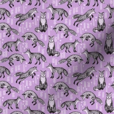 woodland fox // purple lilac pastel cute girly foxes tiny size