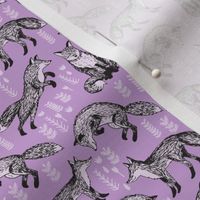 woodland fox // purple lilac pastel cute girly foxes tiny size