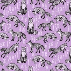 woodland fox // purple lilac pastel cute girly foxes tiny size