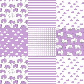 elephant quilt // purple patchwork squares crib quilt crib sheet crib blanket baby blanket nursery purple elephants