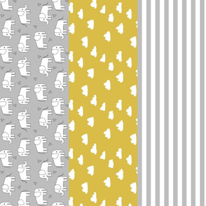 elephant cheater quilt // mustard and grey gender neutral baby nursery sweet baby quilt crib quilt baby blanket