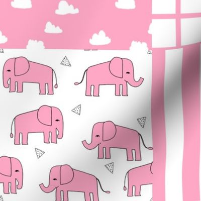 elephant quilt // wholecloth crib quilt cheater quilt crib quilt crib blanket pink elephant girl baby girl nursery sweet little girls baby shower gift