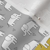 elephant quilt // elephant mustard and grey patchwork squares