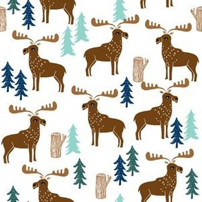 moose // forest trees mint brown kids canada boy baby nursery 