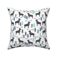 moose // charcoal mint grey blue kids baby boy forest trees outdoors canada