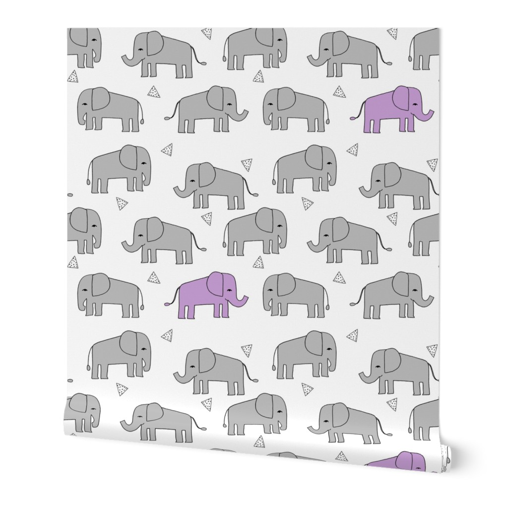 elephant // grey and purple sweet nursery print girls nursery baby girl purple