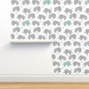elephant // grey and mint kids nursery baby mint and grey baby print