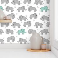 elephant // grey and mint kids nursery baby mint and grey baby print