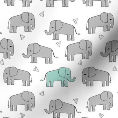 elephant // grey and mint kids nursery baby mint and grey baby print