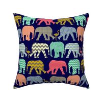 baby elephants and flamingos navy smaller