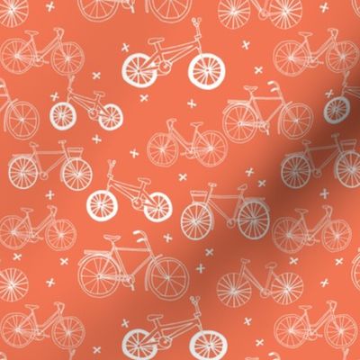 bicycles // orange bikes bicycle cute fun summer bright bicycle print portland