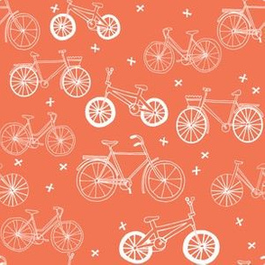 bicycles // orange bikes bicycle cute fun summer bright bicycle print portland