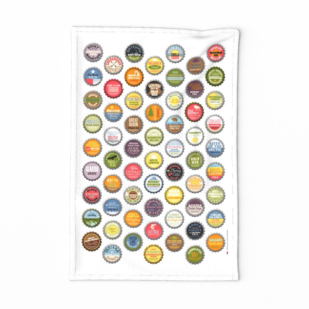 Soda Nation Tea Towel & Wall Hanging || 63 Bottlecaps of the U.S. National Parks